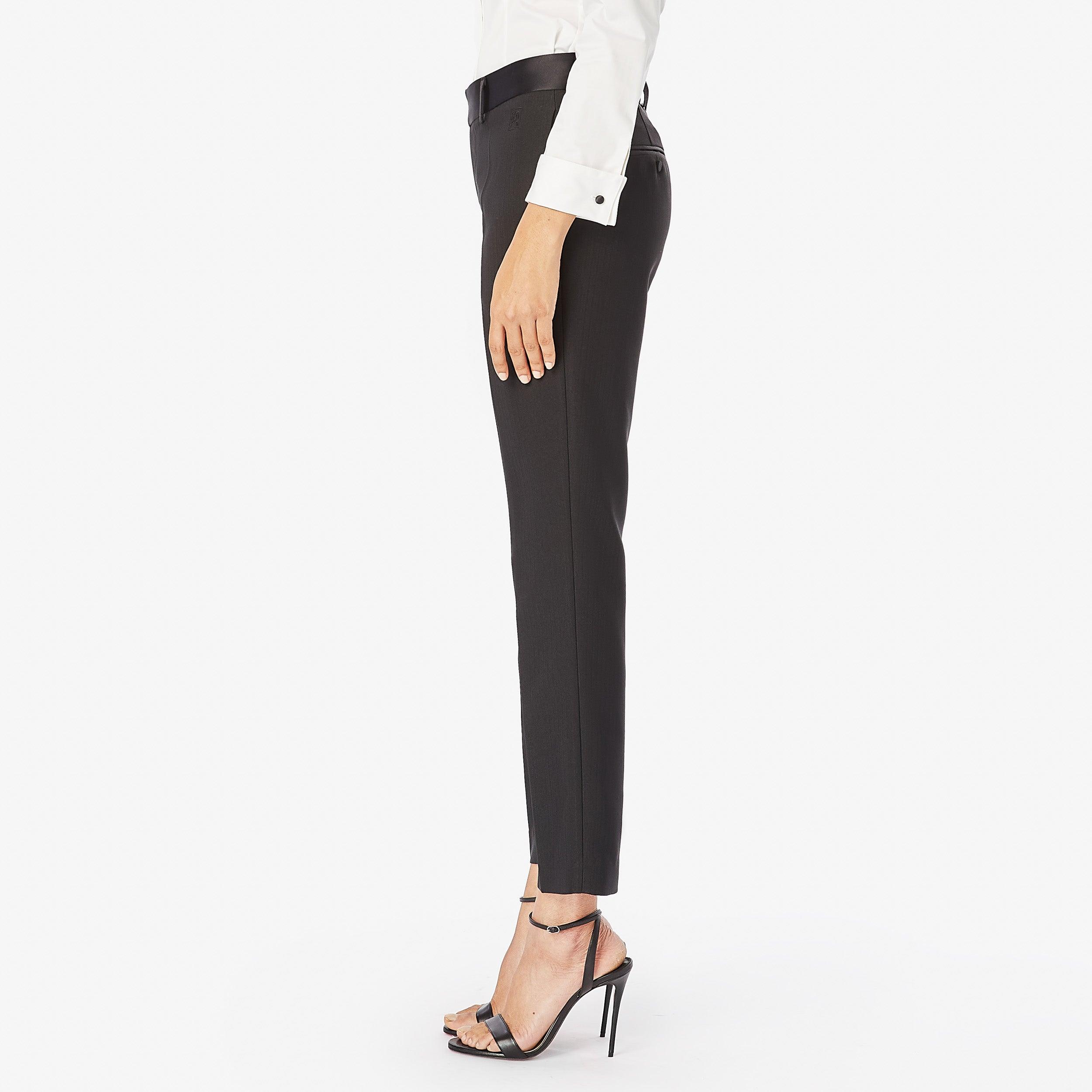 Herringbone Slim-Leg Trousers - Panayiota, P-WRS1-SLMPNT-BLK-0