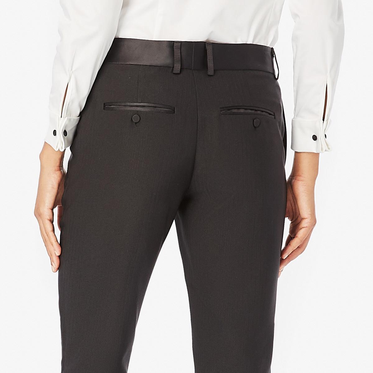 Herringbone Slim-Leg Trousers - Panayiota, P-WRS1-SLMPNT-BLK-0