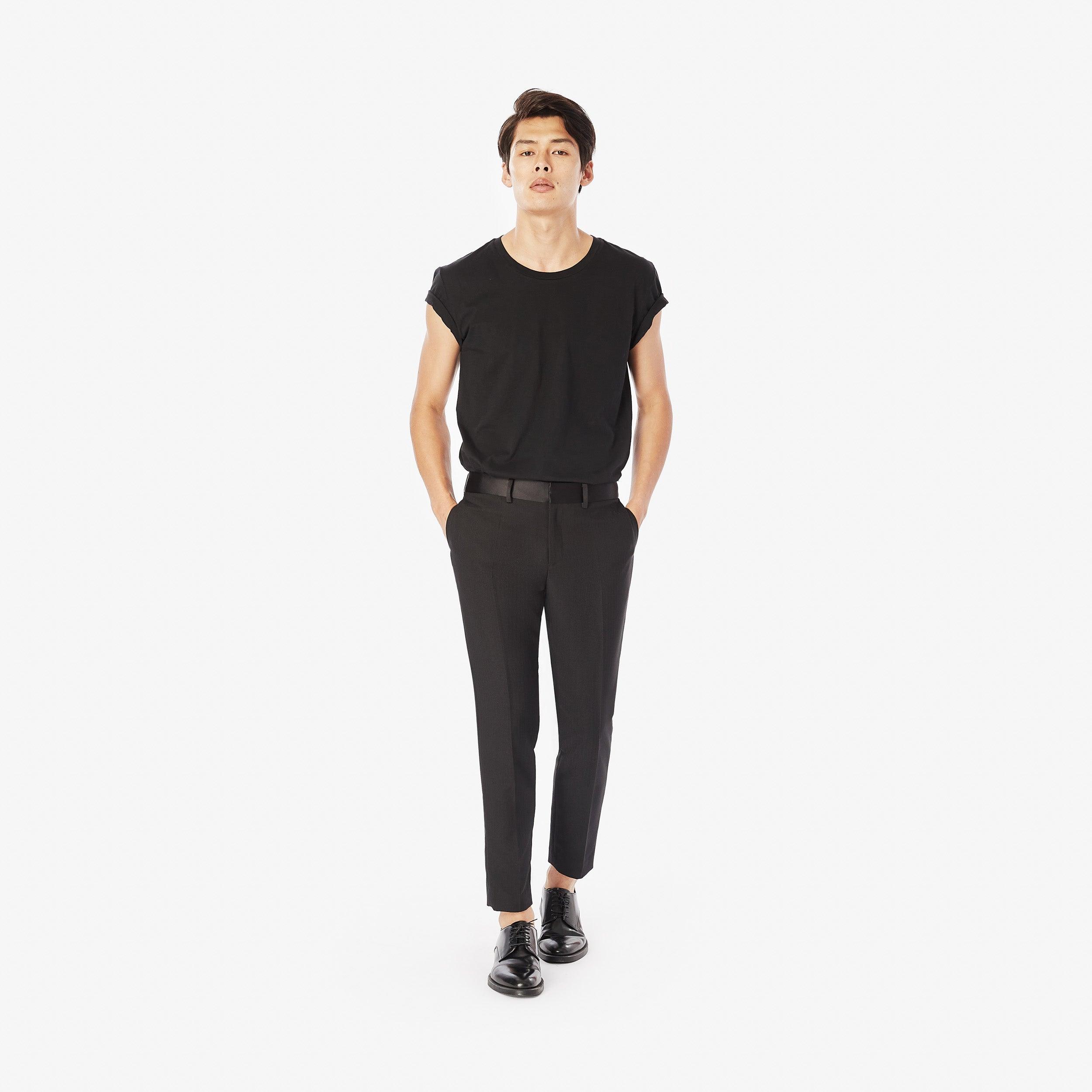 Herringbone Slim-Leg Trousers - Panayiota, P-WRS1-SLMPNT-BLK-0