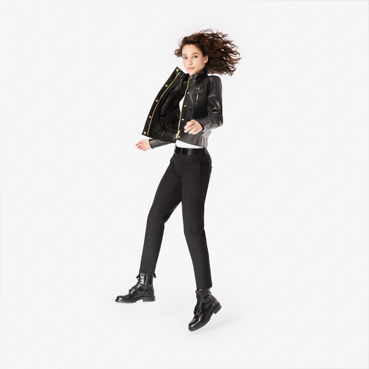 Herringbone Slim-Leg Trousers - Panayiota, P-WRS1-SLMPNT-BLK-0