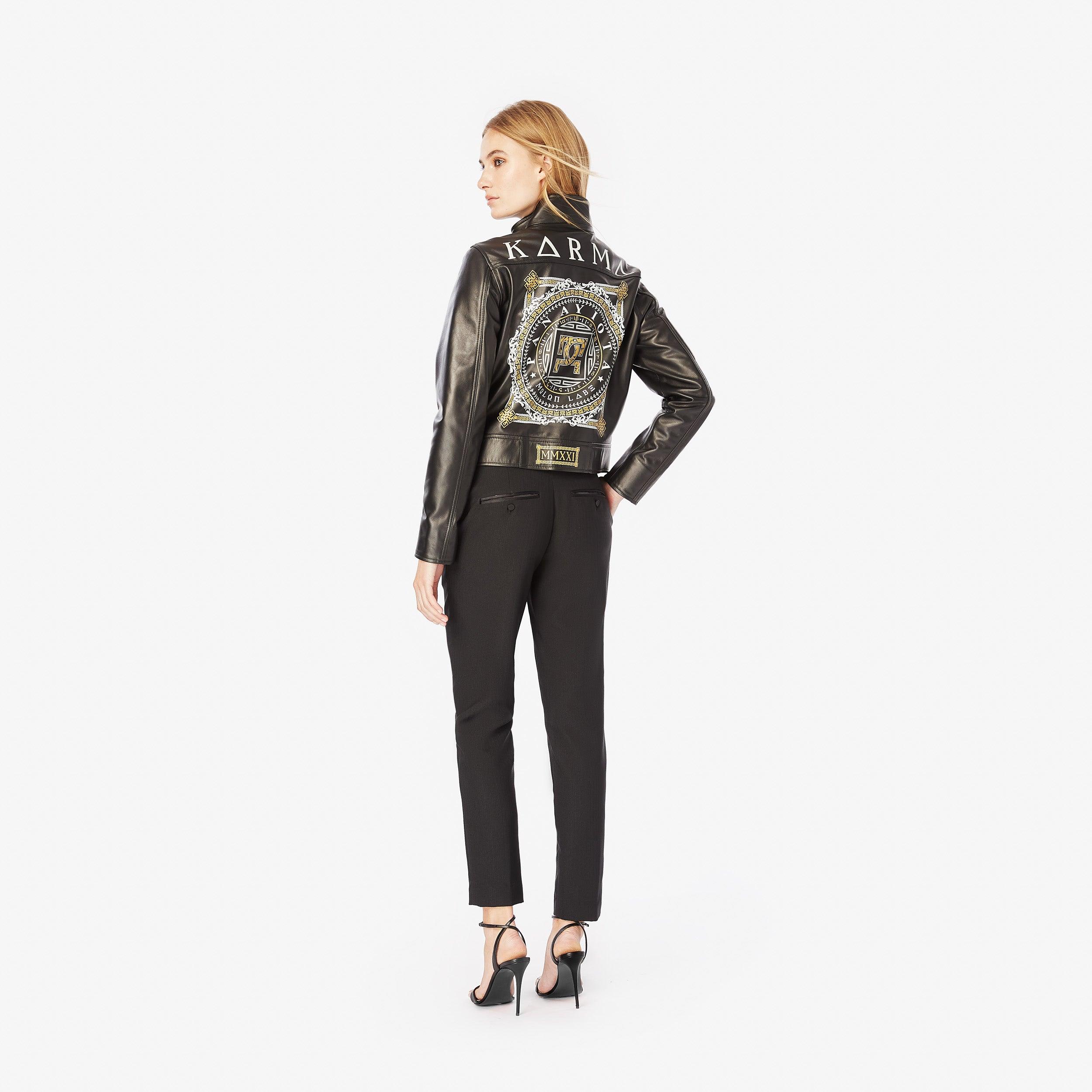 Napa Leather Jacket in Print - Panayiota, P-WRS1-LTHRJK-PRT-S