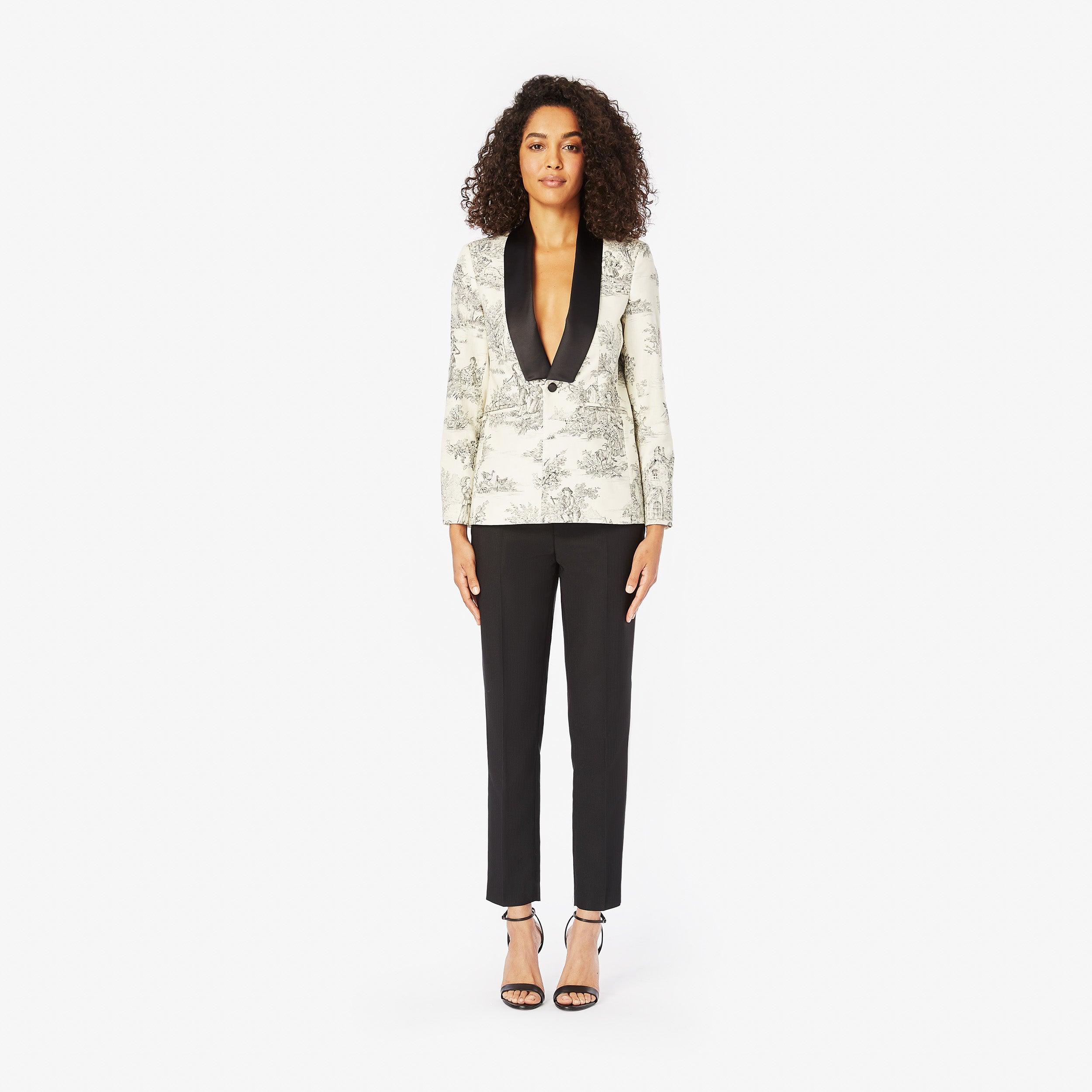 Toile de Jouy Shawl Lapel Tuxedo Blazer - Panayiota, P-WRS1-TUXBLZ-TOI-XS