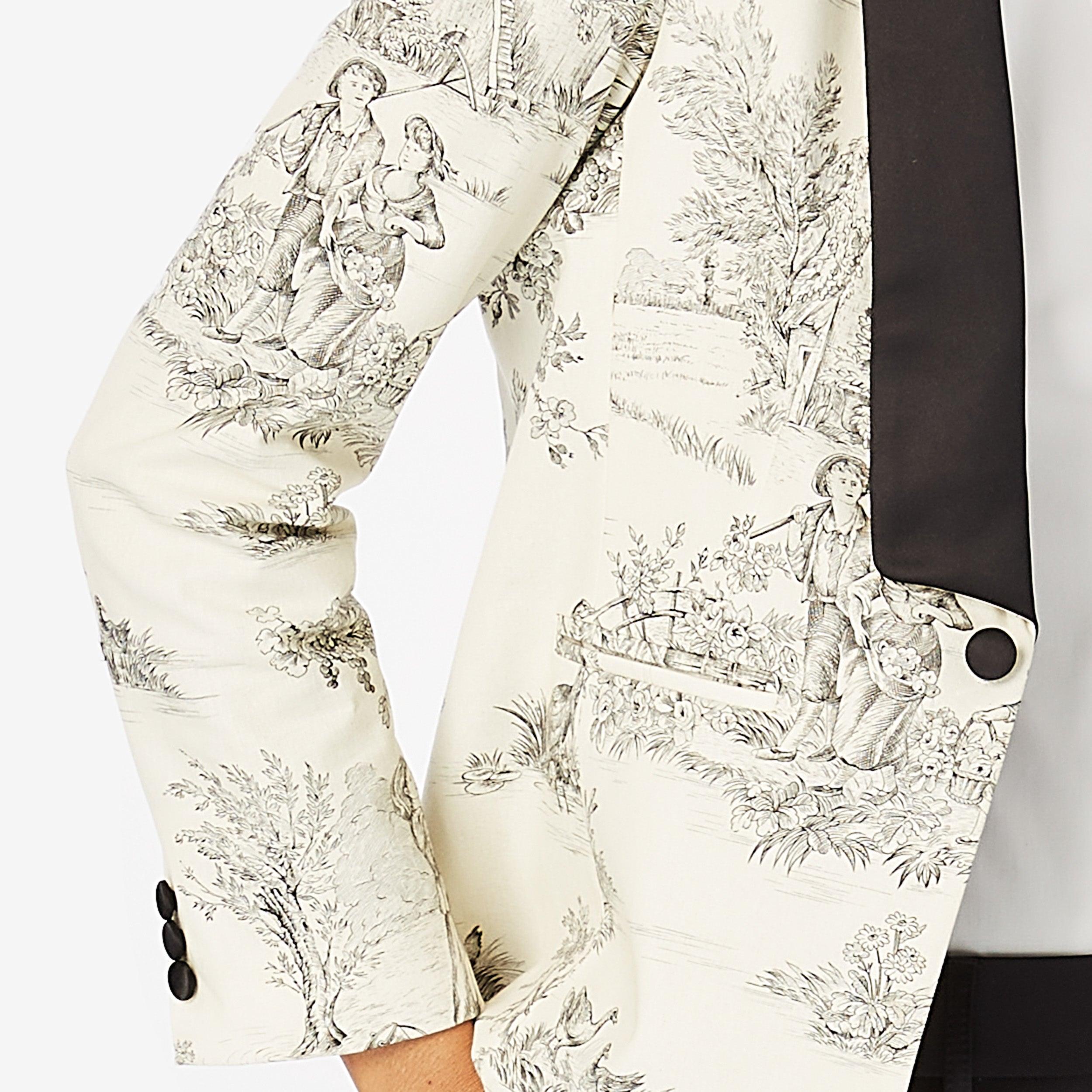 Toile de Jouy Shawl Lapel Tuxedo Blazer - Panayiota, P-WRS1-TUXBLZ-TOI-XS