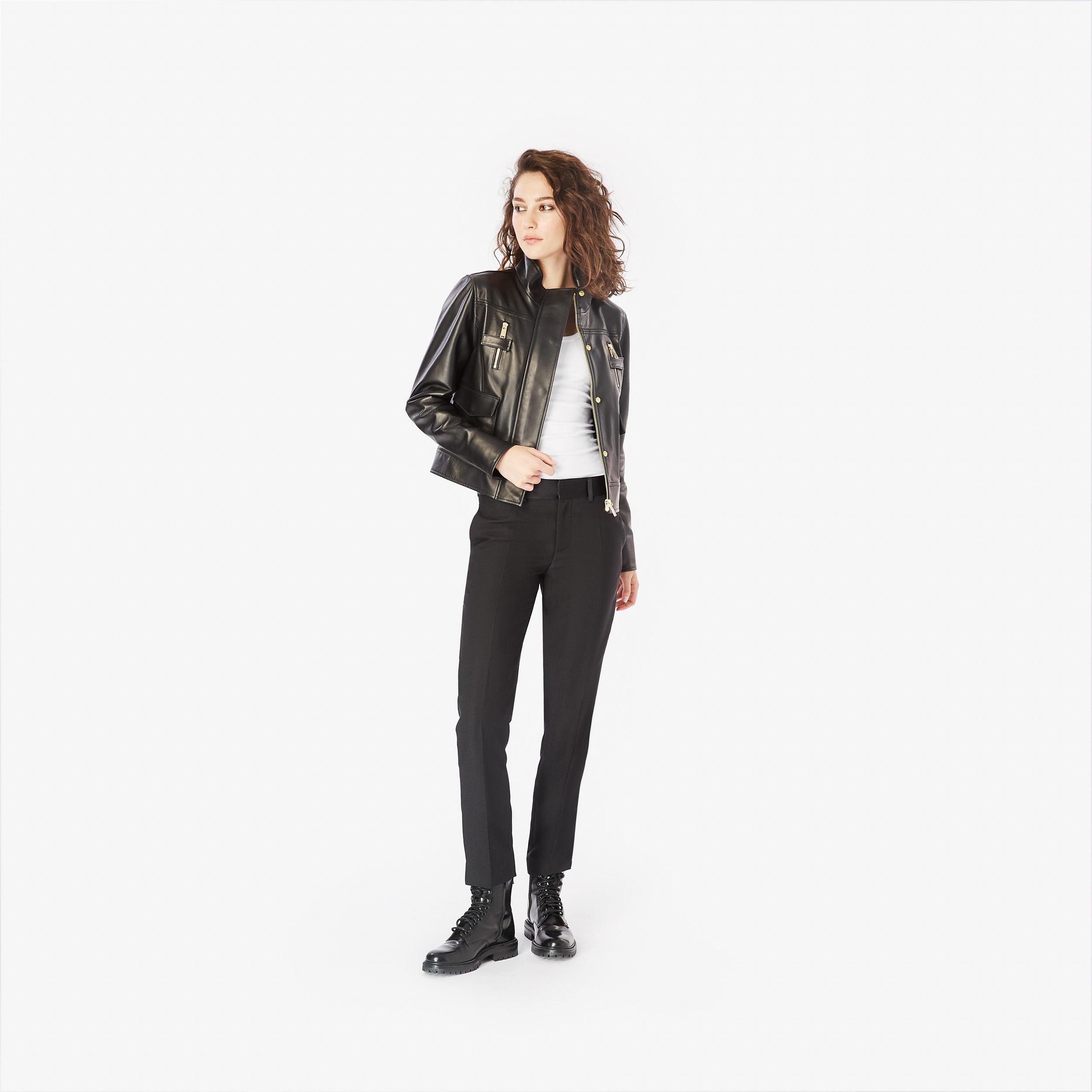 Napa Leather Jacket - Panayiota, P-WRS1-LTHRJK-BLK-S