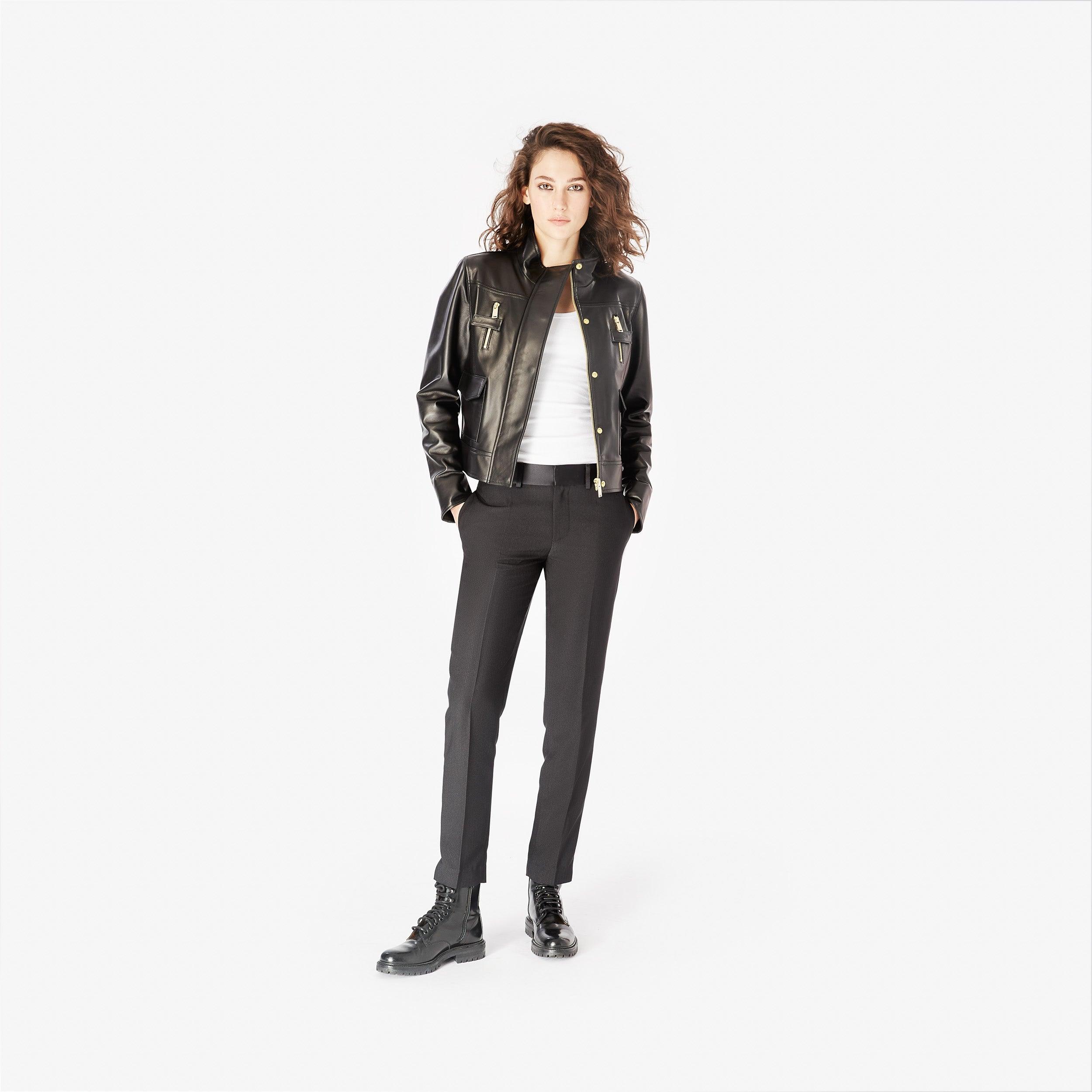 Napa Leather Jacket - Panayiota, P-WRS1-LTHRJK-BLK-S