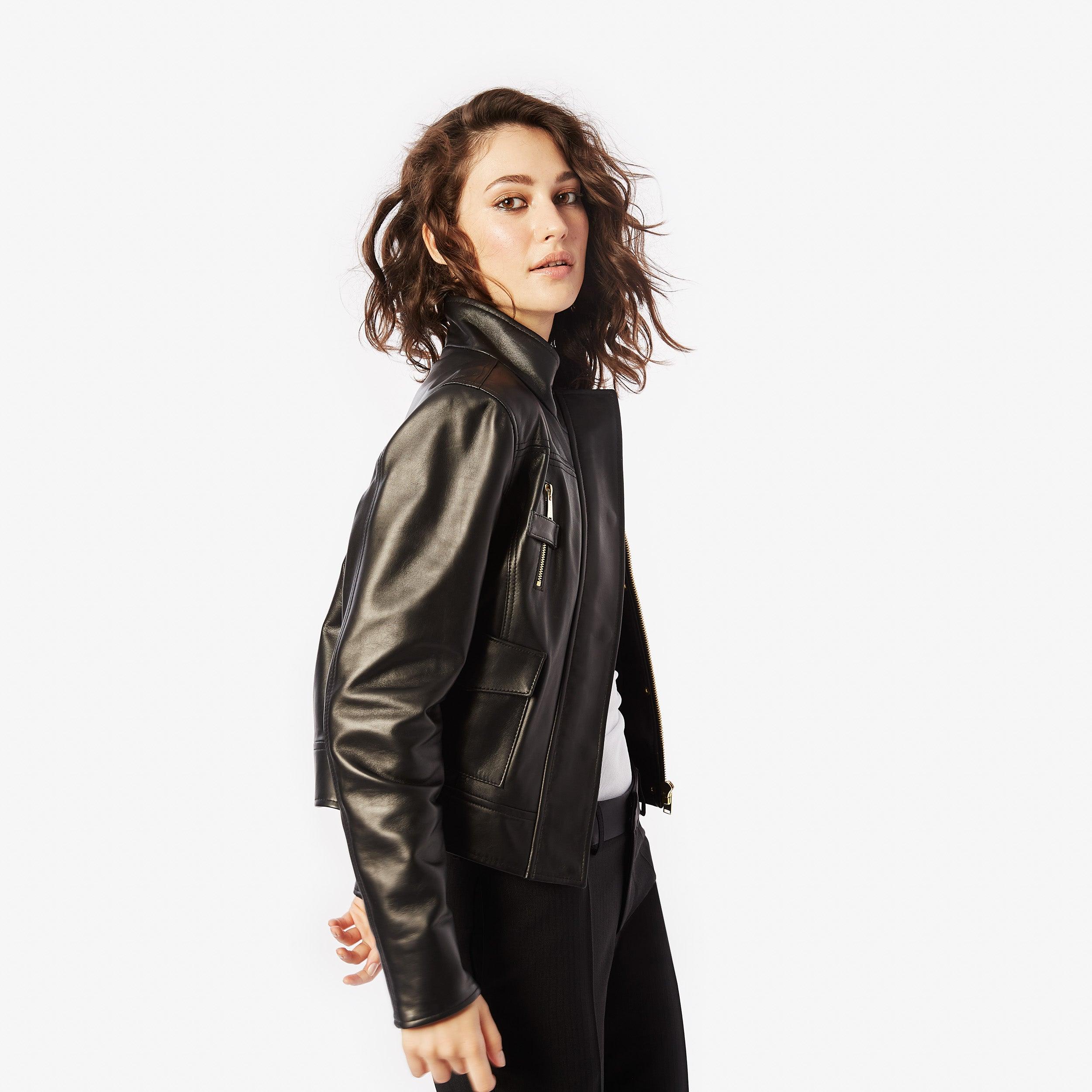 Napa Leather Jacket - Panayiota, P-WRS1-LTHRJK-BLK-S