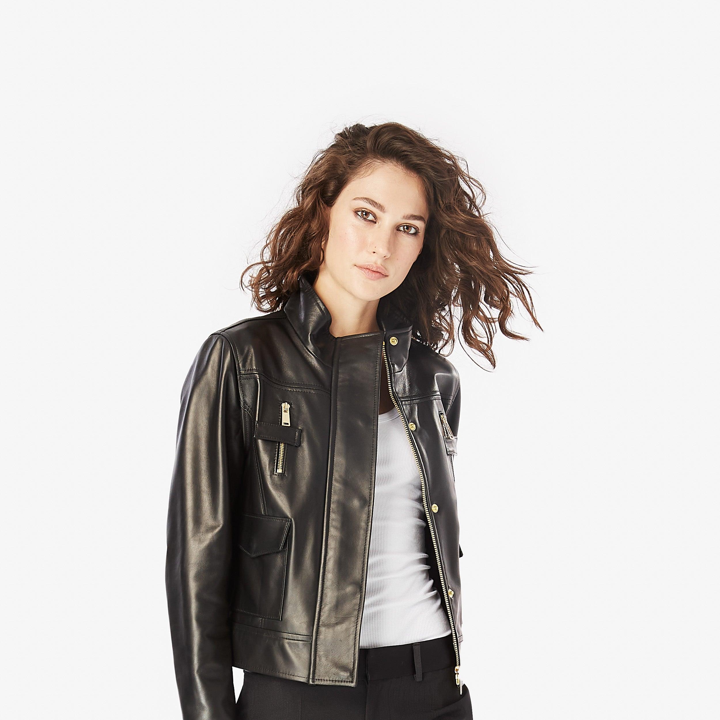 Napa Leather Jacket - Panayiota, P-WRS1-LTHRJK-BLK-S